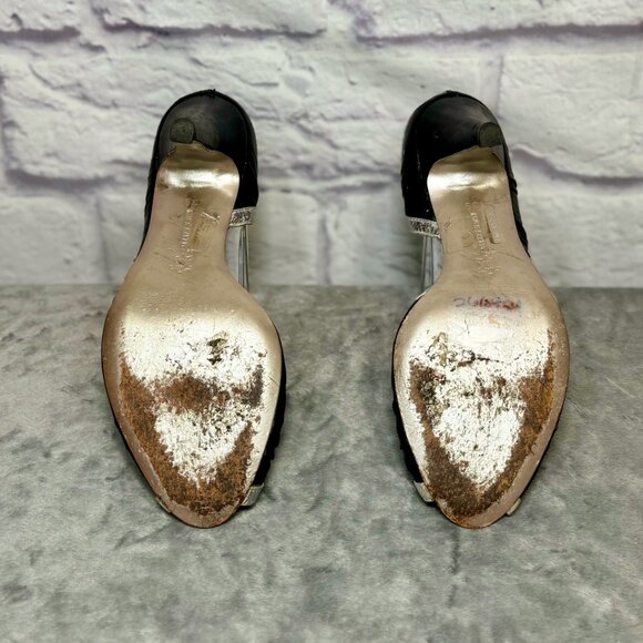 Miss Sixty Black & Silver Peep Toe Heels - Picture 5 of 6